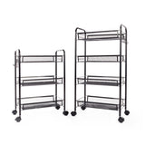 Exquisite Honeycomb Net Four Tiers Storage Cart with Hook Black 01157249