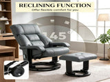 360&deg Swivel Massage Recliner Chair, 10-Point Vibration Footstool for Living Room 50099599
