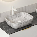 19'' Bathroom Ceramic Sink without Cabinet, Volakas White Marble W2615P303715