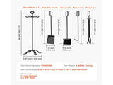 5-Piece Fireplace Tool Set with Stand, Includes Tongs, Ash Shovel, Brush, Poker, and Four-Prong 56851545
