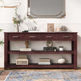 U_Style Stylish Entryway Console Table with 4 Drawers and 2 Shelves, Suitable for Entryways, Living N711P241286D