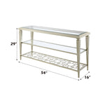 ZUN ACME Zaba Sofa Table, Glass & Champagne Finish LV02787