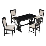 ZUN 5-Piece Retro Dining Set, Rectangular Wooden Dining Table 4 Upholstered Chairs for Dining Room 34220752