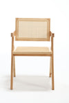 ZUN Hengming Cane solid wood dining chair, hand made cane armchair, suitable for living dining W212106069