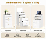 Small Vanity Desk with Mirror - White Makeup Vanitys Set Make up Table with Chair, Drawers, Mini 04096982