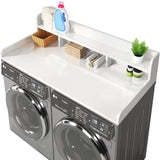 Washer Dryer Countertop, Laundry Wood Shelf Topper with Edge, 54" Width x 27.5" Depth Double Layer W2641P279969