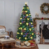 7FT Pre-lit Fiber Optic Christmas Tree Large Stars, Artificial Xmas Tree Spruce Tree Green Tree 47496197