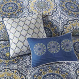 ZUN 6 Piece Reversible Quilt Set with Throw Pillows Blue Full/Queen B03597623