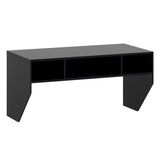Black Wall-Mounted Floating Computer Desk with 3-Cube Storage, Sturdy Wooden Workstation for Home 63240974