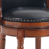 Seat height 29.5'' Cow top Leather Wooden Bar Stools, 360 Degree Swivel Bar Height Chair with Backs W2195P268321
