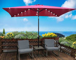 ZUN 10 x 6.5t Rectangular Patio Solar LED Lighted Outdoor Umbrellas with Crank and Push Button Tilt for W65627943