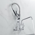 ZUN Commercial Kitchen Faucet Deck Mount with Pre-Rinse Sprayer 21" Height Kitchen Sink Faucet 8 Inch W1932P171734
