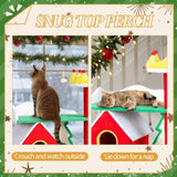 56in Christmas Themed Plush Cat Tree, Multi-level Cat Tower with Cat Condos, Top Crown Perch, Sisal 34481126
