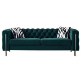 Chesterfield Modern Tufted Velvet Living Room Sofa, 84.25''W Couch,Green W57947395