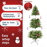 ZUN 7.5ft Artificial Christmas Tree Prelit PE&PVC With Metal Stand,550 Multi-Colour LED Lights,2286 85970873