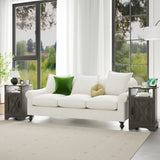 Farmhouse Nightstand Side Table, Wooden Rustic End Table, Tall Bedside Table with Electrical Outlets B082134937