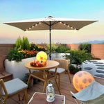 ZUN 10 x 6.5t Rectangular Patio Solar LED Lighted Outdoor Umbrellas with Crank and Push Button Tilt for 81526358