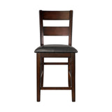 Cherry Finish Wooden Counter Height Chairs Set of 2pc Classic Style Faux Leather Upholstered Seat B01153385