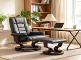 Faux Leather Reclining Chair, Manual Recliner Chair with Tufted Back & Wood Frame, Living Room 97781054