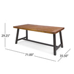 ZUN Carlie Outdoor Sandblast Finished Dining Table with Rustic Metal Finished Iron Legs 54561.00