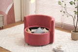 ZUN 029-Teddy Fabric Swivel And Storage Chair With Back Cushion For Living Room,Dark Pink W527P166250