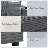 86.5" Oversized Loveseat Chaise Lounge Sectional Sofa Bed Corduroy Sleeper Sofa with USB Ports , N719P232602R