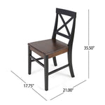 ZUN Roshan Farmhouse Acacia Wood Dining Chairs, Black / Walnut 62888.00BWALN