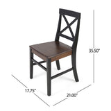 ZUN Roshan Farmhouse Acacia Wood Dining Chairs, Black / Walnut 62888.00BWALN