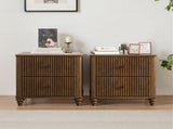 Fluted Nightstand 2-Piece Set, 21.65" Wide Side Table with 3 Drawers, Mid Century Modern Wood W5819P481407