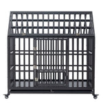 ZUN Heavy Duty Dog Cage pet Crate with Roof & window on roof 84941990