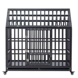 ZUN Heavy Duty Dog Cage pet Crate with Roof & window on roof 84941990