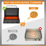 3-Burner Flat Top Gas Griddle Cooking Station with Ceramic Coated Cast Iron Pan, 30,000 BTU Propane 90923579