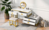 ZUN Modern Style Vanity Table With Movable Side Cabinet And 4-Drawers, Large Size Dressing Table With 91918695