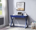 ZUN Twilight Blue 1-Drawer Writing Desk with X-shaped Base B062P185658