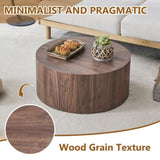 Simple deep walnut cylindrical coffee table, 27.5-inch diameter x 12 inch height,MDF material living W1151P291410