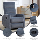 Manual Recliner Chair with Rocker and Swivel in Fabric for Living Room, Blue Grey 52130919