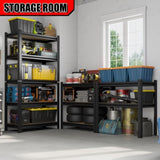 5 Tier Storage Rack, Adjustable Height Shelving, Warehouse Supermarket Basement Storage, Black 10889298