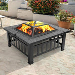 ZUN Portable Courtyard Metal Fire Pit with Accessories Black 52194990