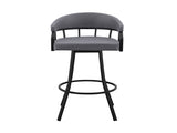 Palmdale 30" Swivel Slate Gray Faux Leather and Black Metal Bar Stool B2736P268591