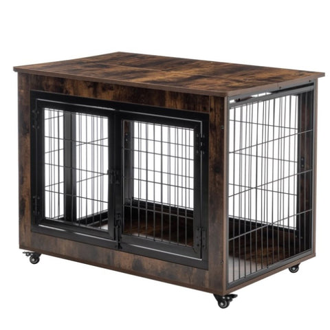 ZUN Dog Crate Furniture, Large Dog Kennel, 38"Wooden Pet Furniture with Pull-Out Tray, Home and Indoor W1212120268