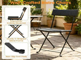3 Piece Folding PE Rattan Bistro Set, Black Wicker Patio Dining Set with 1 Coffee Table & 2 43058602