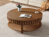 Farmhouse Fluted Coffee Table with Storage and Flip-Top Lids, Rustic Brown Center Table for Living W1445P370480