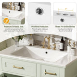 30" Bathroom Vanity with Ceramic Sink, Modern Storage Cabinet with Soft-Close Doors, Deep Drawer & N729P276610F
