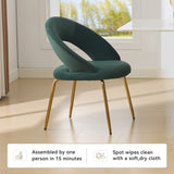 061-Set of 1 Velvet Fabric Chairs With Curved Backrest and Golden Metal Legs for Kitchen or W527P255476