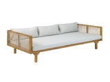 Outdoor Patio Sofa with Light Gray Cushion & Light Brown Rope, Acacia Wood Teak Finish, water N770P354675L