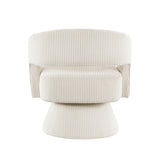 Modern Luxurious Swivel Accent Chair Beige Soft Corduroy Plush Seating Solid Wood Stylish Home B011P256230
