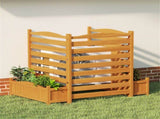 No-Dig Fir Wood Privacy Fence with Planter Boxes, 3-Panel AC Unit Screen for Outdoor Trash/Pool 03301084