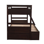 ZUN Twin over Full Bunk Bed with Storage - Espresso 18115041