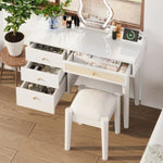 ZUN 39" Retro Bohemian Style Wooden Makeup Vanity Set with Charging Plug&USB Port and Stool, Dressing N733P180011K