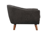 Mid-Century Modern Accent Chair 1pc Charcoal Hued Chenille Fabric Upholstered Channel Stitched Back B011P182508